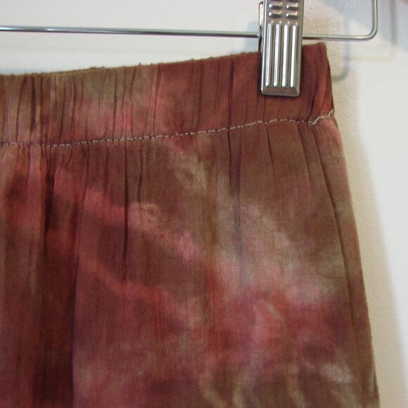 Maxi Skirt Boho Festival Prairie Western Cowgirl Tie Dye Brown Rust Fray Medium - Picture 4 of 15